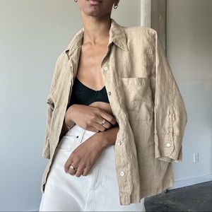 Vintage linen button down blouse / jacket